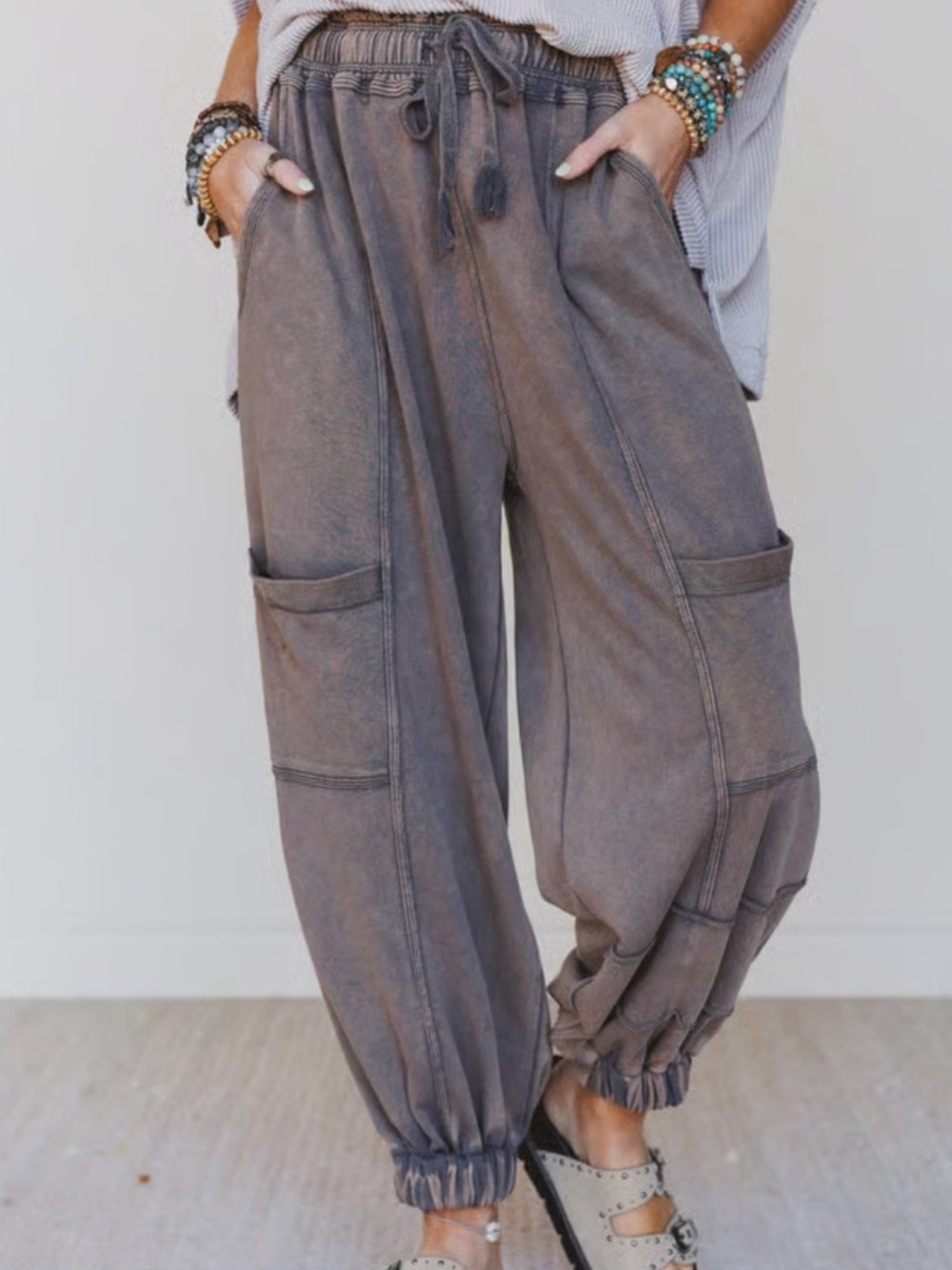 Oli & Hali Washed Brown Relaxed Cargo Joggers